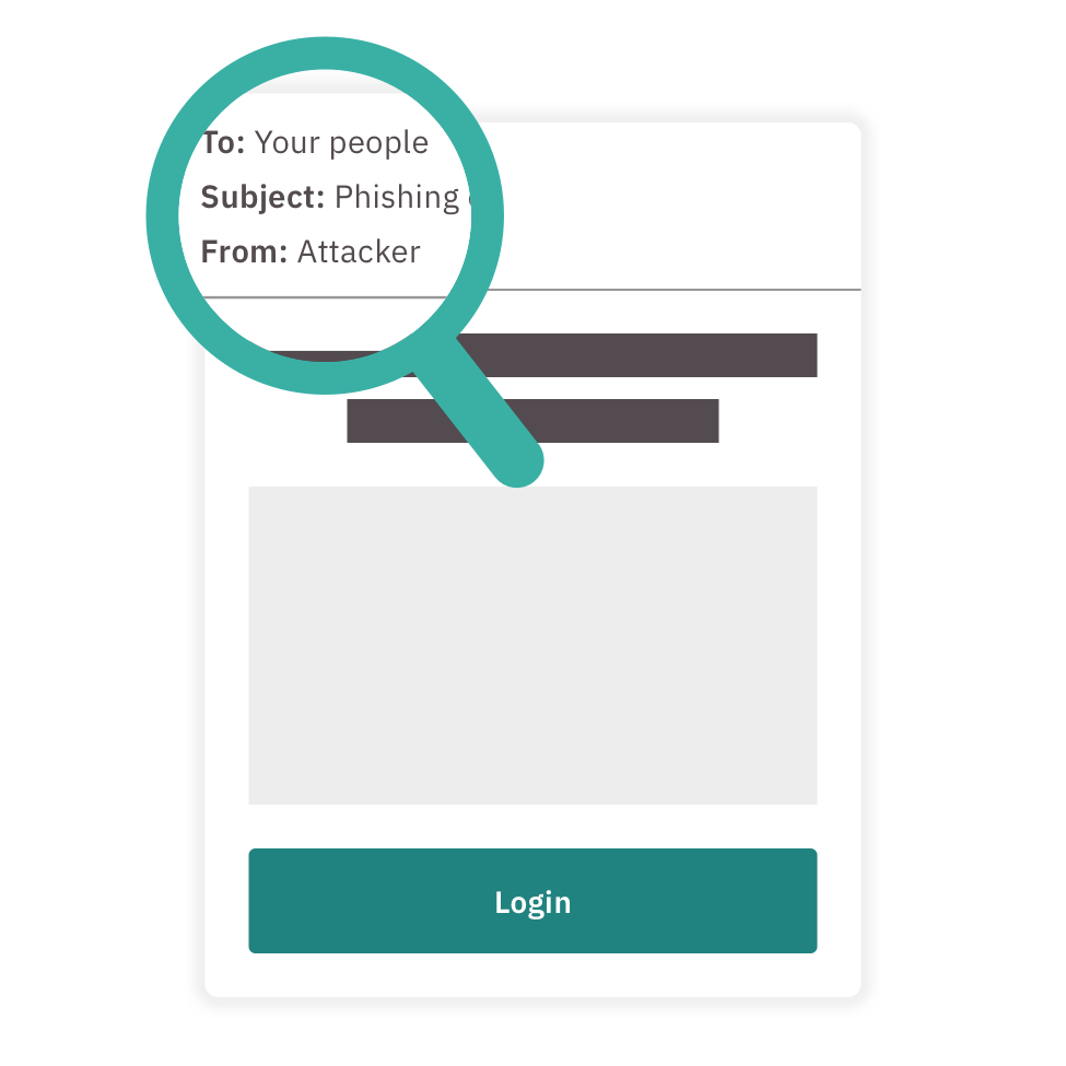 feedback-education A phishing email being observed through a magnifying glass.